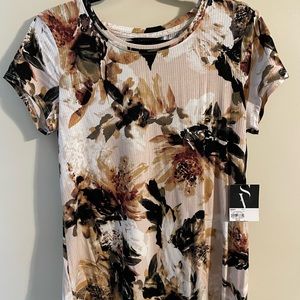 NWT Women’s S Simply Vera Verawang Floral Print Dress Shirt Blouse